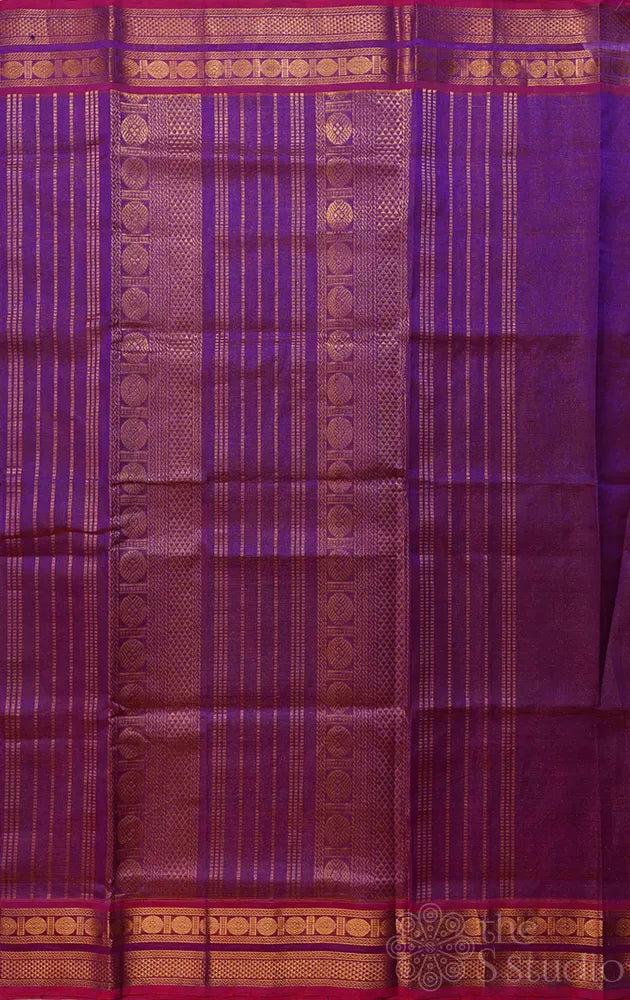 Purple vairaoosi handloom cotton silk saree with zari border