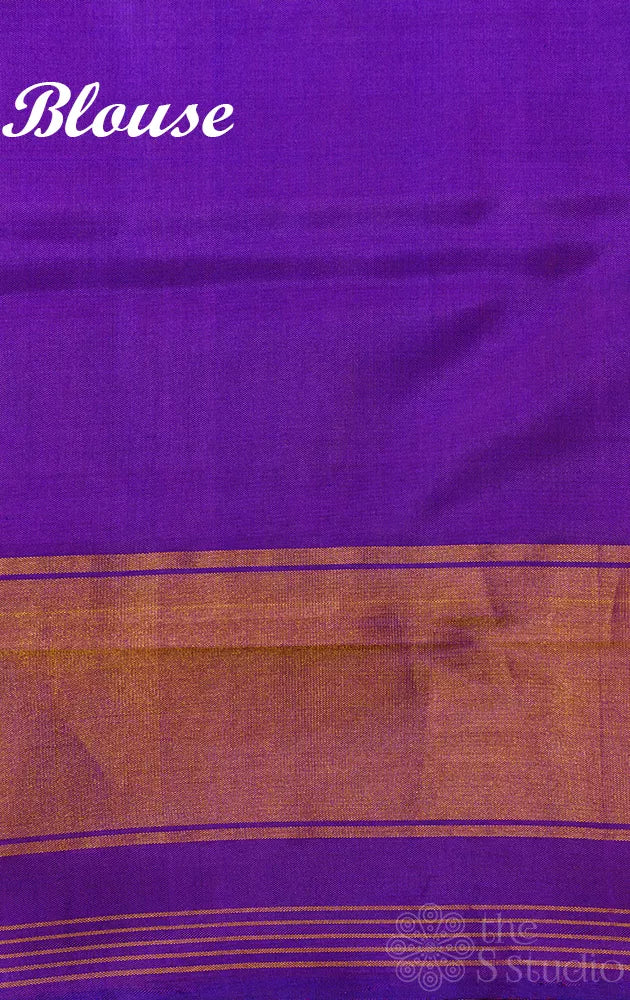 Peach patola pattu saree with woven floral motifs and tissue border