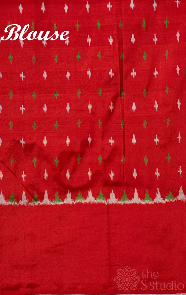 Purple ikkat silk saree with red border
