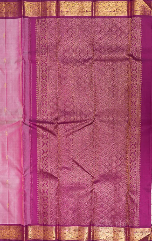 Onion pink kanchipuram silk saree with purple small border