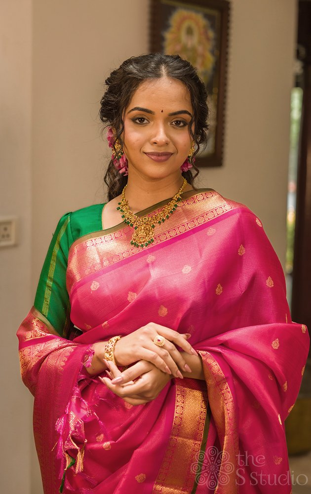 Rani Pink Vaira Oosi Kanchi Silk Saree