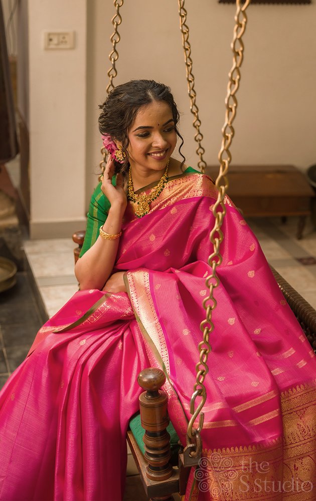 Rani Pink Vaira Oosi Kanchi Silk Saree