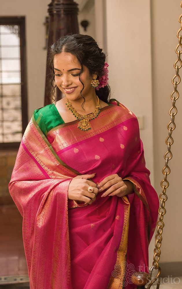 Rani Pink Vaira Oosi Kanchi Silk Saree
