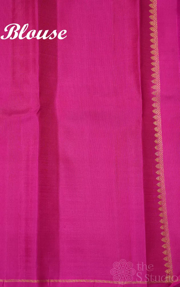 Cocoa brown Kora Kanchipuram silk saree with mayil chakram buttas