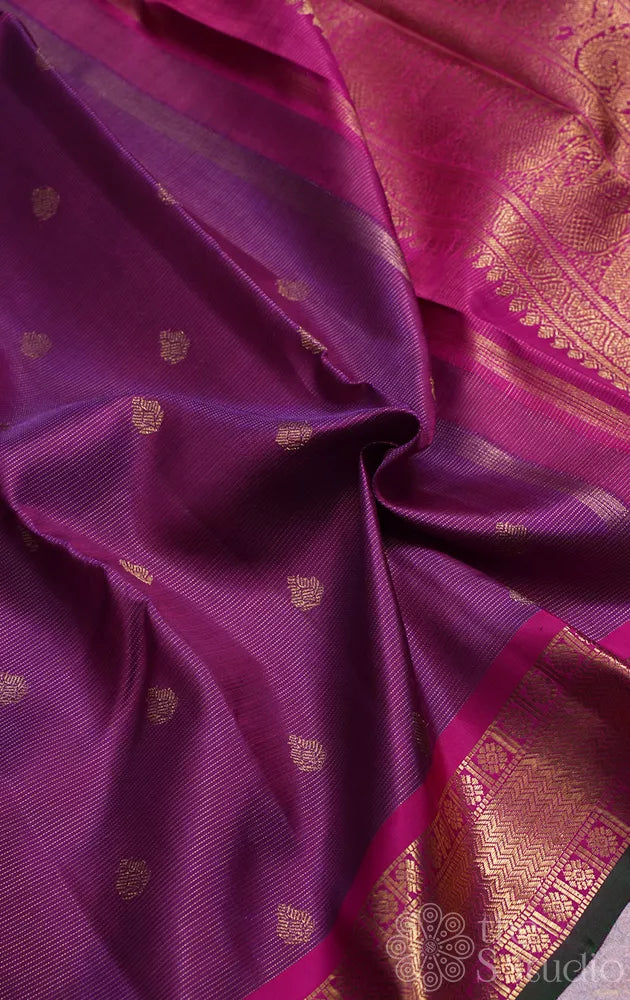 Purple vairaoosi kanchipuram silk saree with magenta border