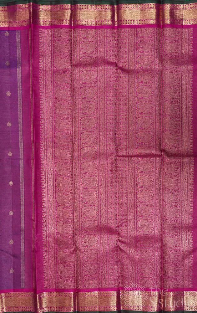 Purple vairaoosi kanchipuram silk saree with magenta border