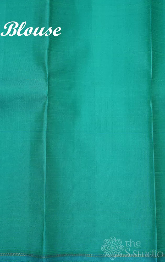 Yellow borderless kanchi pattu saree with blue checks