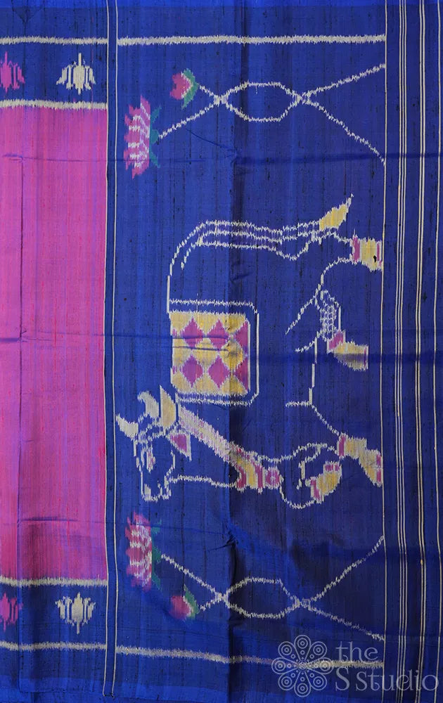 Magenta rajkot patola raw silk saree with pichwai pallu
