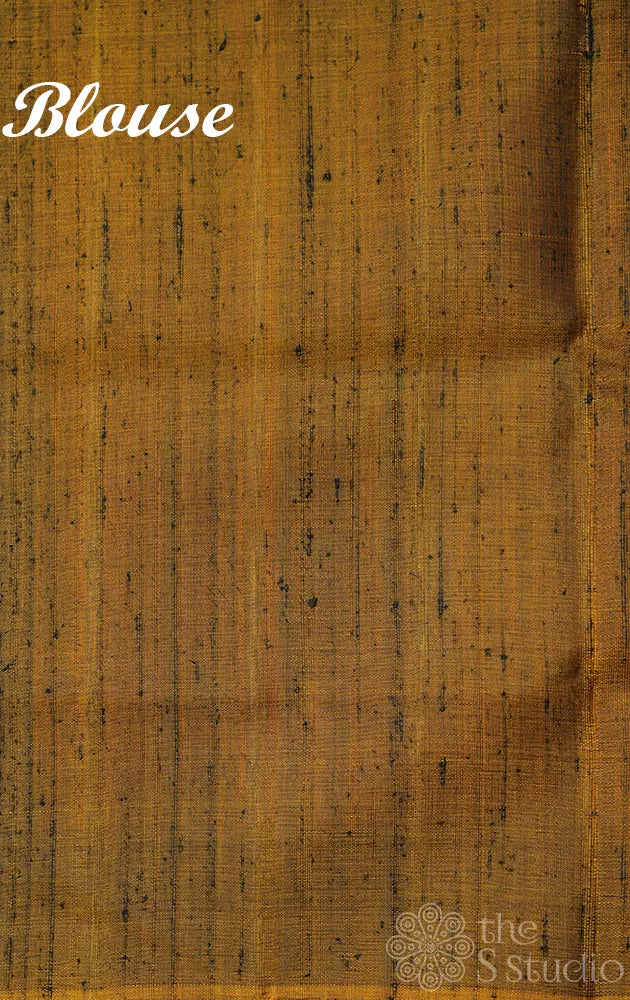 Orangish peach patola raw silk saree with pichwai design woven pallu