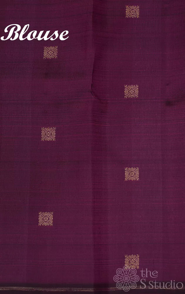 Off white kanjivaram silk saree with double pallu