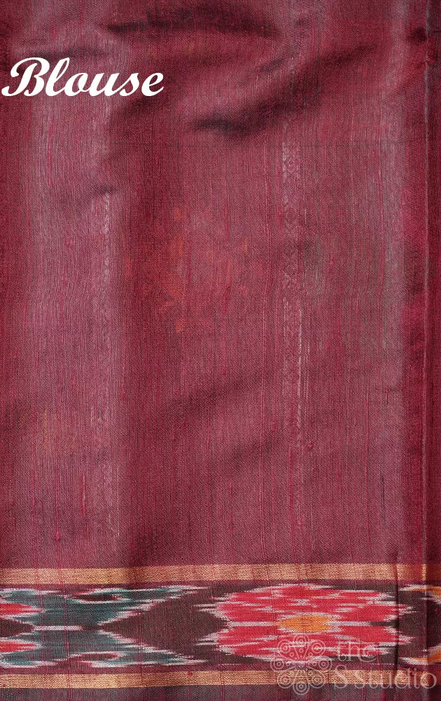 Pista green raw silk saree with ikkat style border