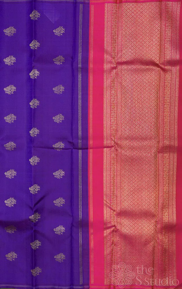 Chutney green kanchipuram silk saree with bird motifs and double pallu