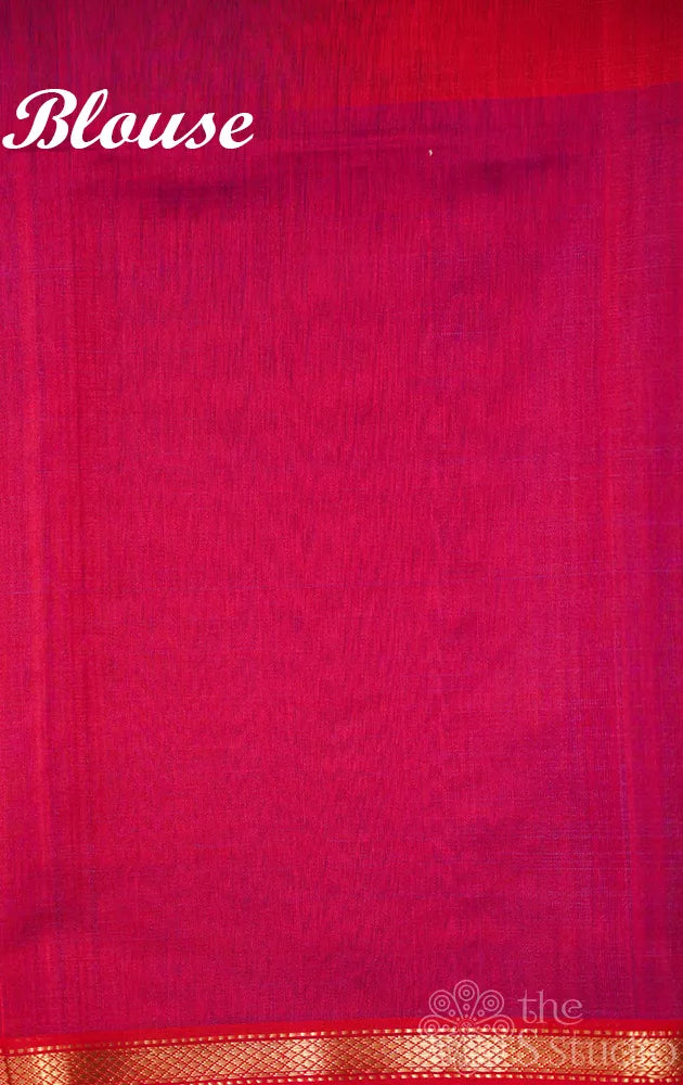 Maroon and pink shaded maheshwari silk cotton saree with diamond motifs