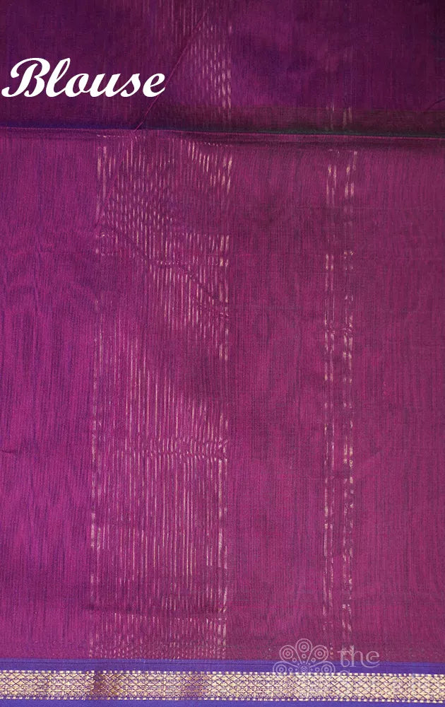 Purple and violet shaded maheshwari silk cotton saree with thin zari border