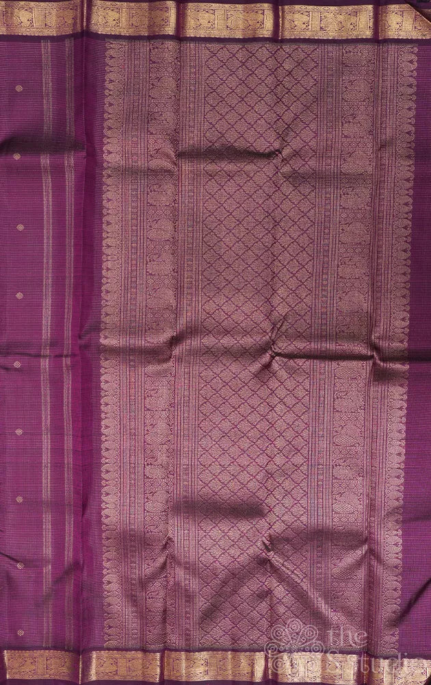 Deep purple vairaoosi kanchi silk saree with zari rich border