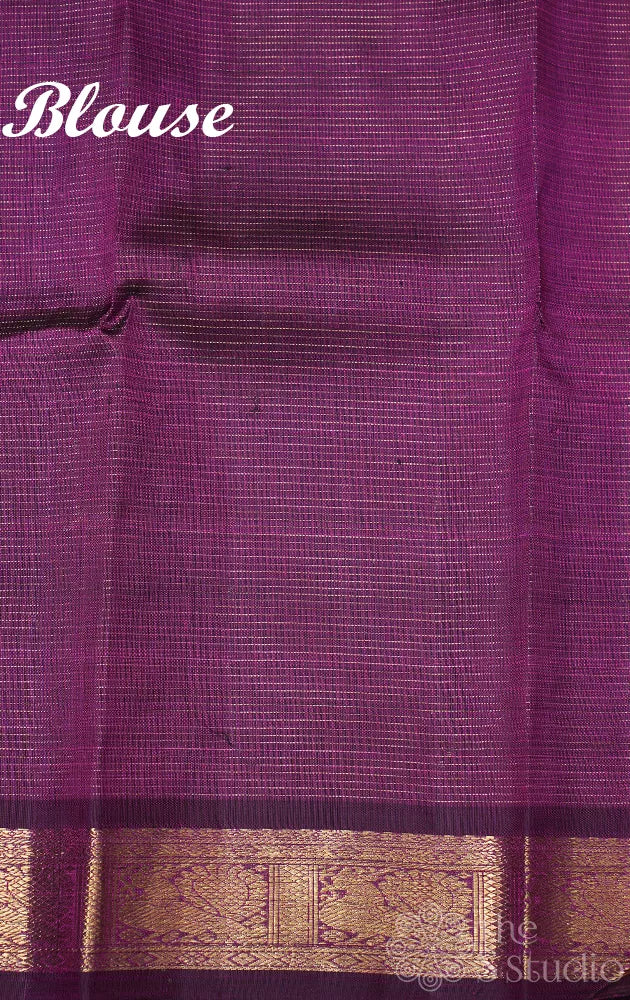 Deep purple vairaoosi kanchi silk saree with zari rich border