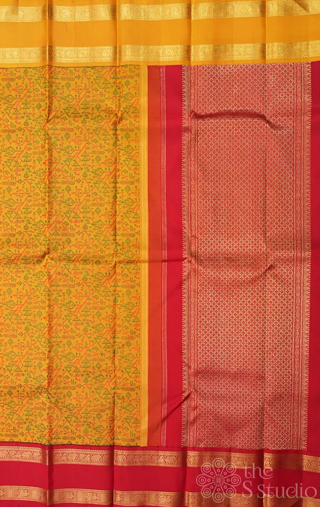 Coffee brown kanchipuram silk saree with maroon rettaipet border