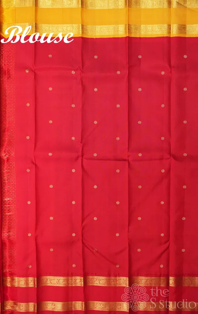 Coffee brown kanchipuram silk saree with maroon rettaipet border