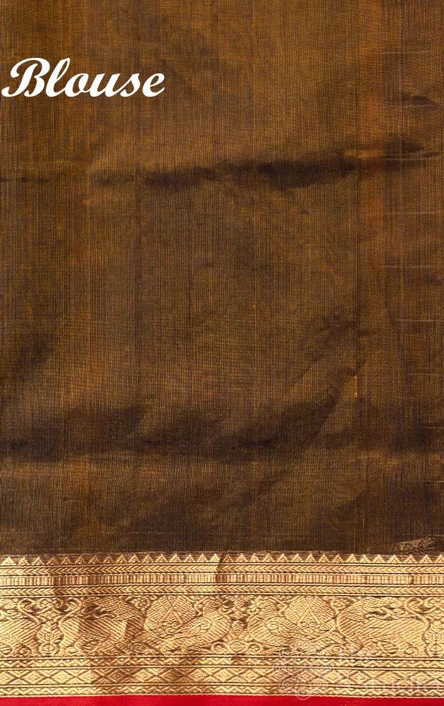 Light brown checked aayiram butta silk cotton saree
