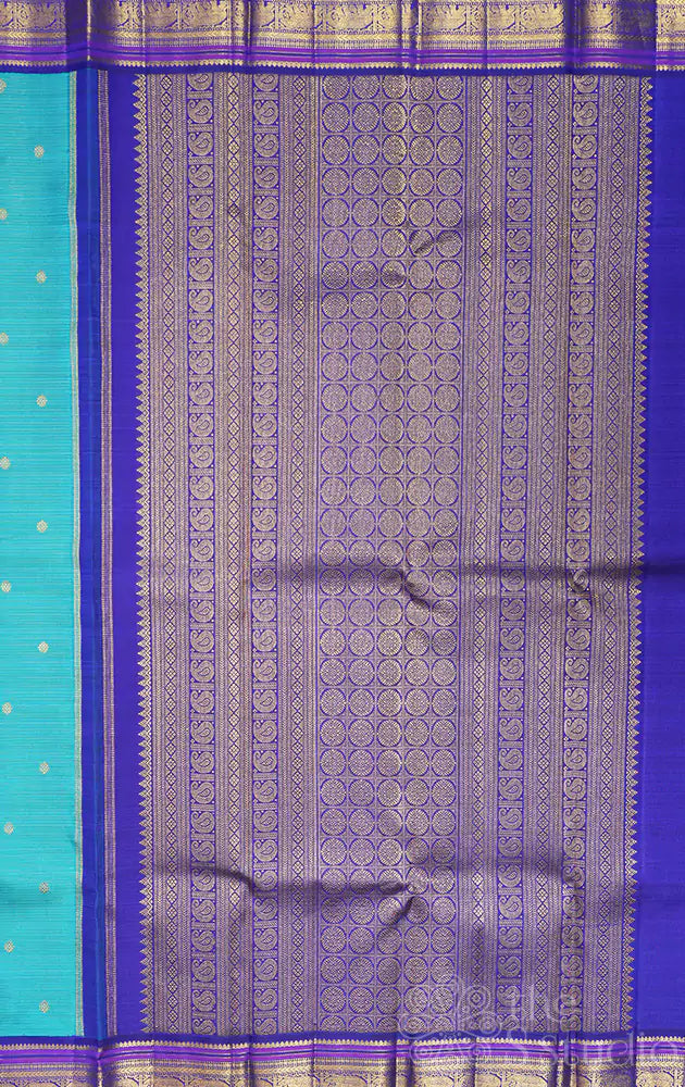 Sea green pure zari vairaoosi kanchipuram silk saree with korvai border