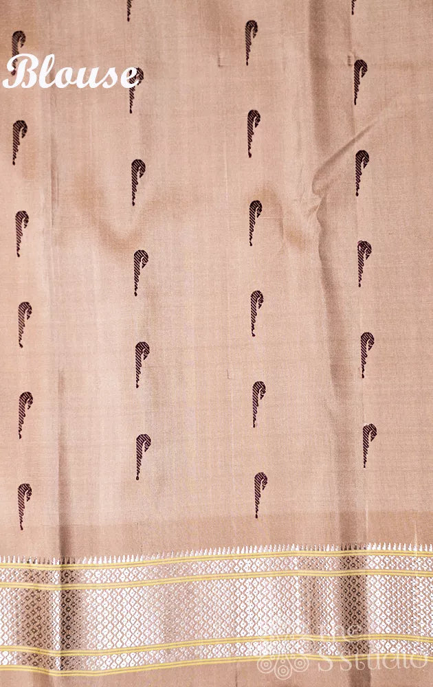 Beige gadwal silk saree with paithani buttas