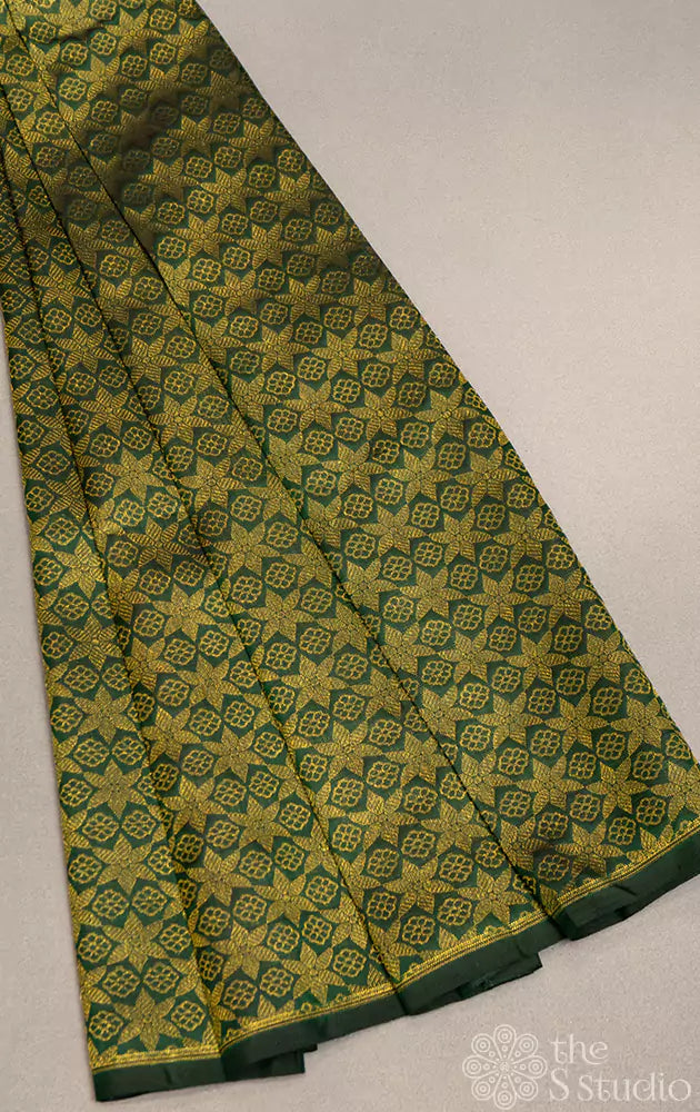 Green kanchi silk brocade blouse material