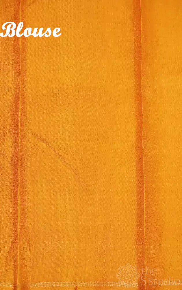 Mustard kanchi silk saree with floral prints