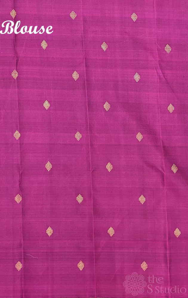 Light pink and magenta half and half reversible kanchipuram silk saree