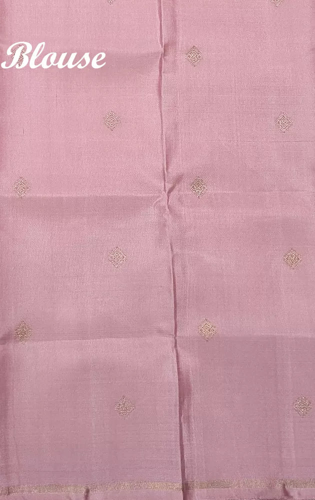 Light pink and magenta half and half reversible kanchipuram silk saree