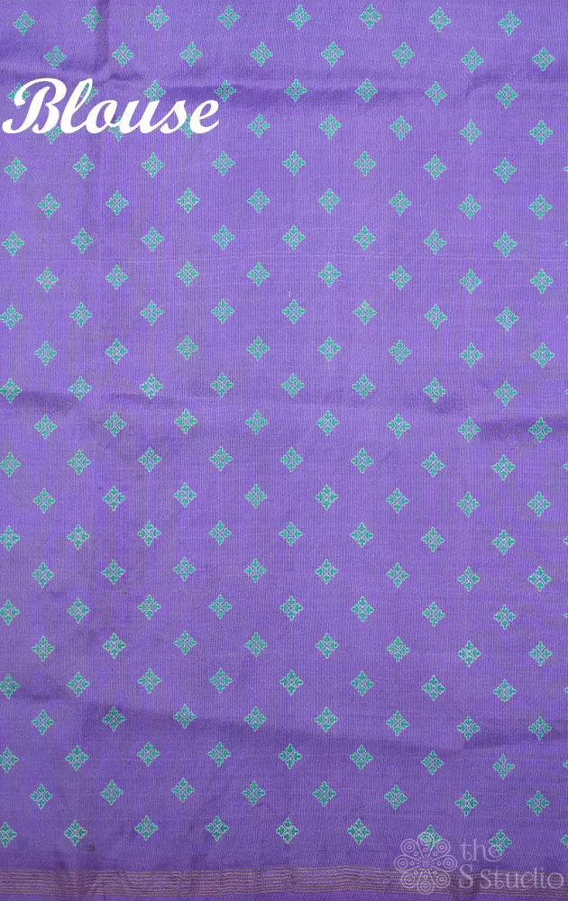 Lavendar and sea green reversible half and half kanchipuram silk saree with floral prints