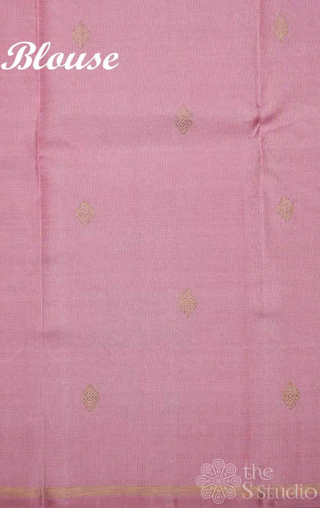 Onion pink & magenta half and half kanchi silk saree with floral prints