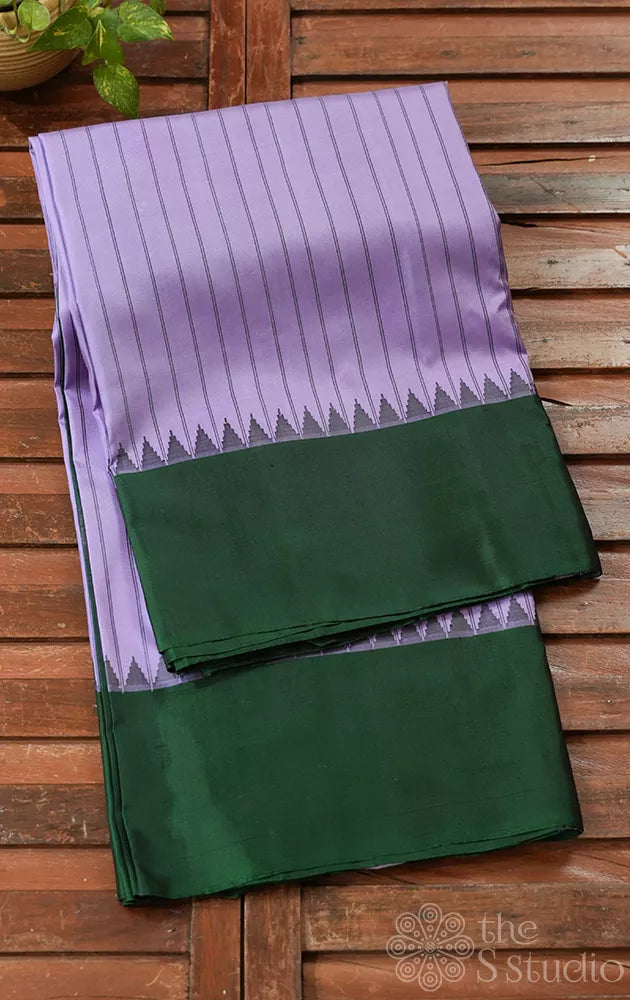 Lavender gadwal silk saree with temple border