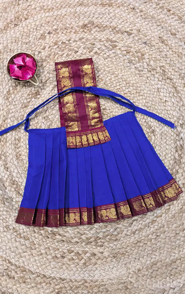 Navy blue with maroon single pet border Goddess vasthram