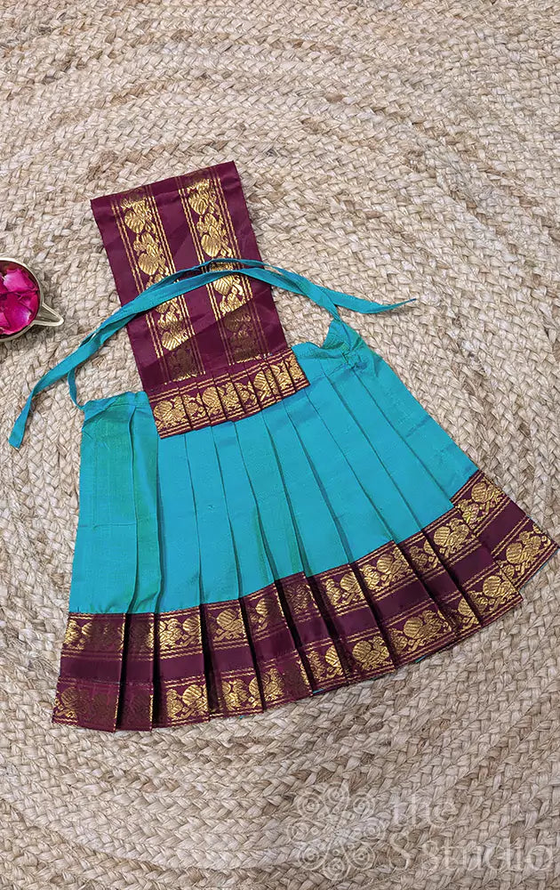 Sea green with maroon rettaipet border Goddess Vasthram