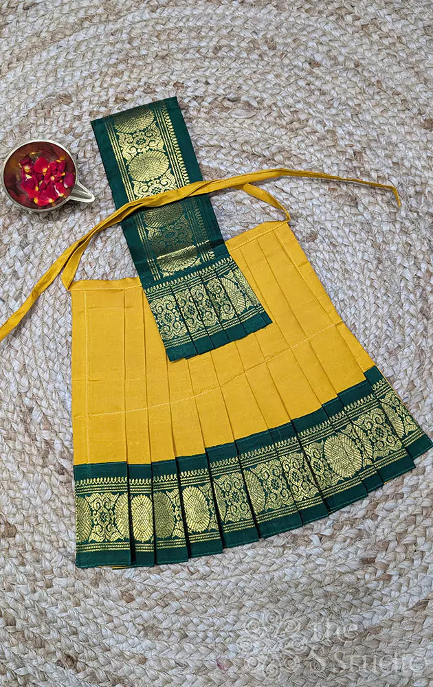 Mango yellow with green getti zari border Goddess Vasthram