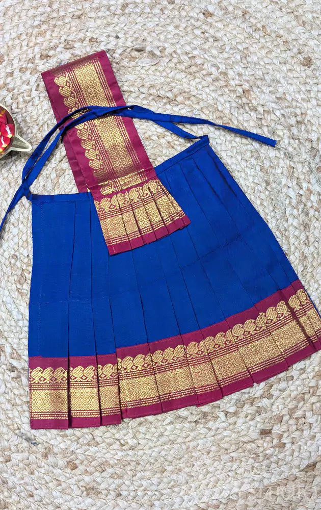 Navy blue with maroon getti border Goddess vasthram