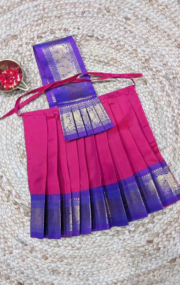 Tomato red with violet getti border Goddess Vasthram