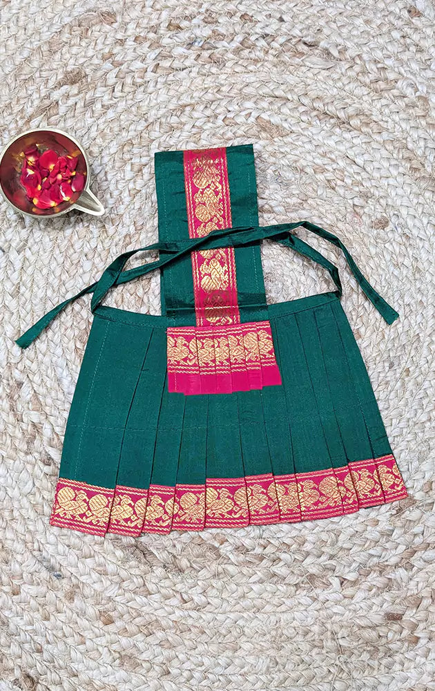 Green with reddish pink border Goddess vasthram