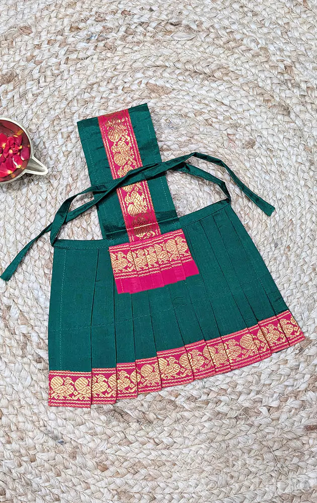 Green with reddish pink border Goddess vasthram