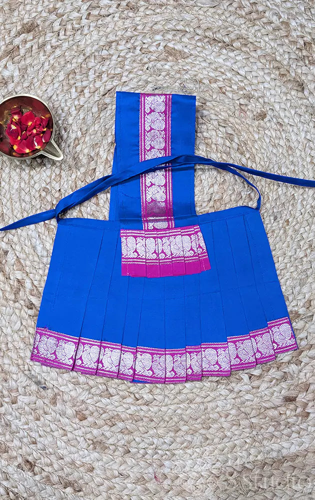 Royal blue with pink silver zari border Goddess vasthram