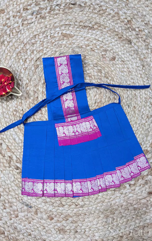 Royal blue with pink silver zari border Goddess vasthram