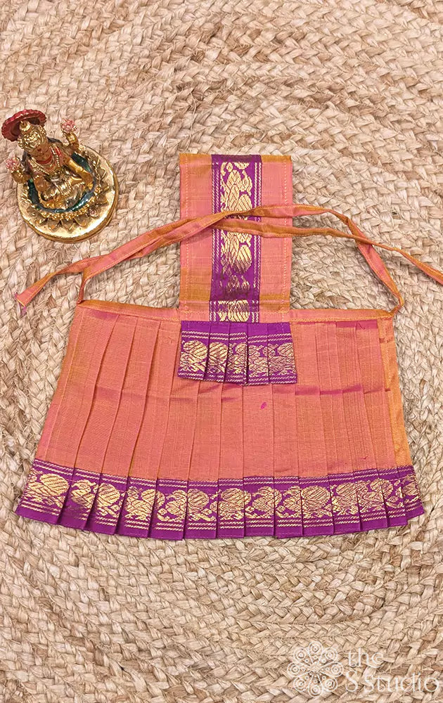 Peach with purple single border Goddess Vasthram