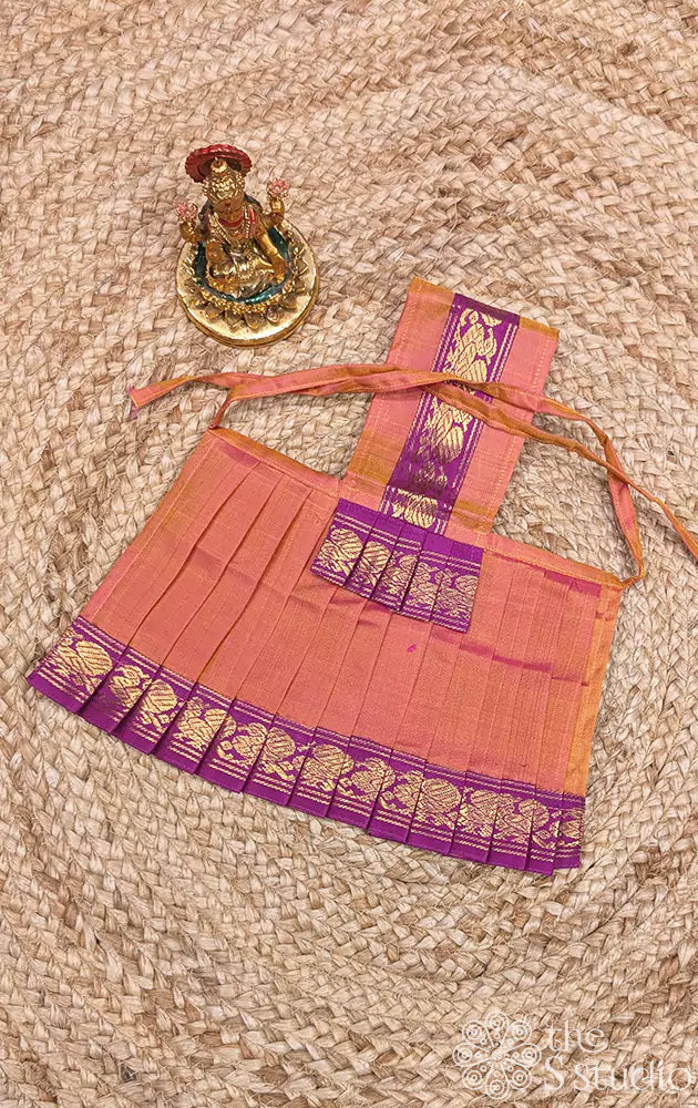 Peach with purple single border Goddess Vasthram