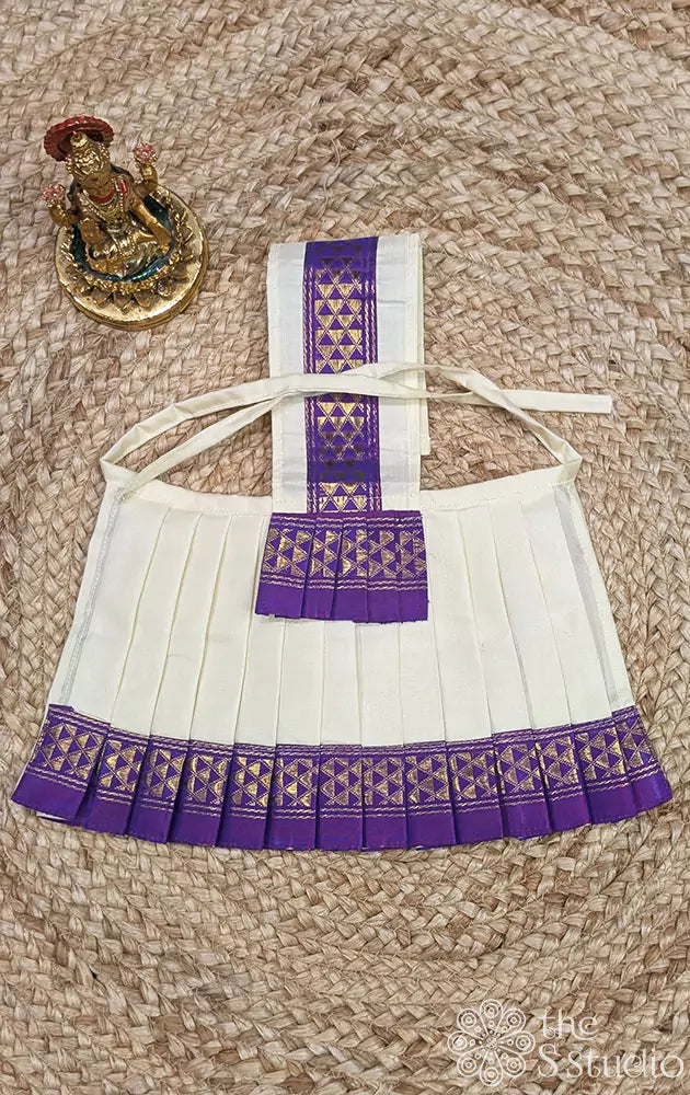 Off white with purple single border Goddess Vasthram