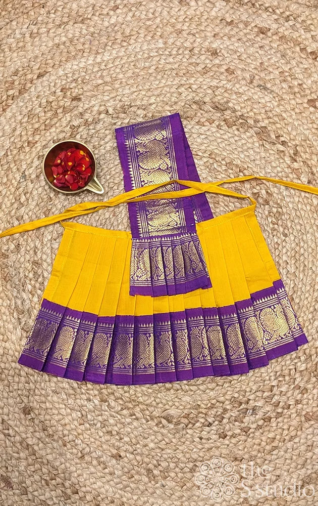 Mango yellow with purple getti border goddess vasthram
