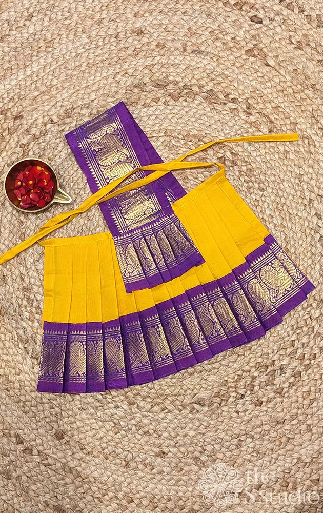 Mango yellow with purple getti border goddess vasthram