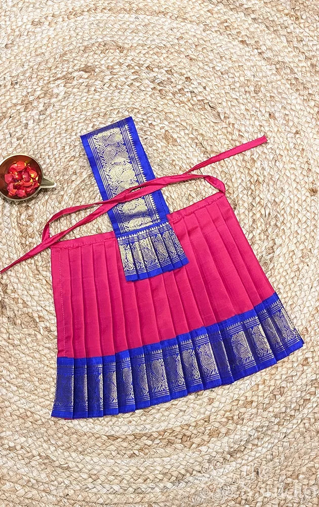 Rani pink with royal blue getti border 10 Inch goddess vasthram