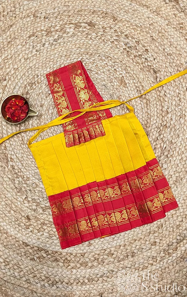 Yellow with red rettaipet border 10 Inch goddess vasthram