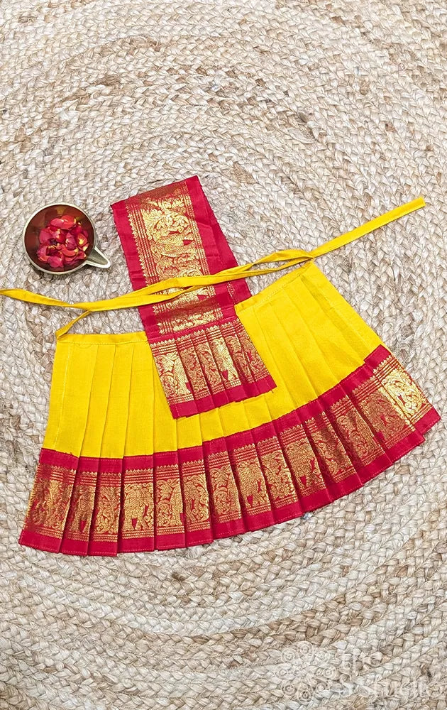 Yellow with red getti zari border 8 Inch goddess vasthram