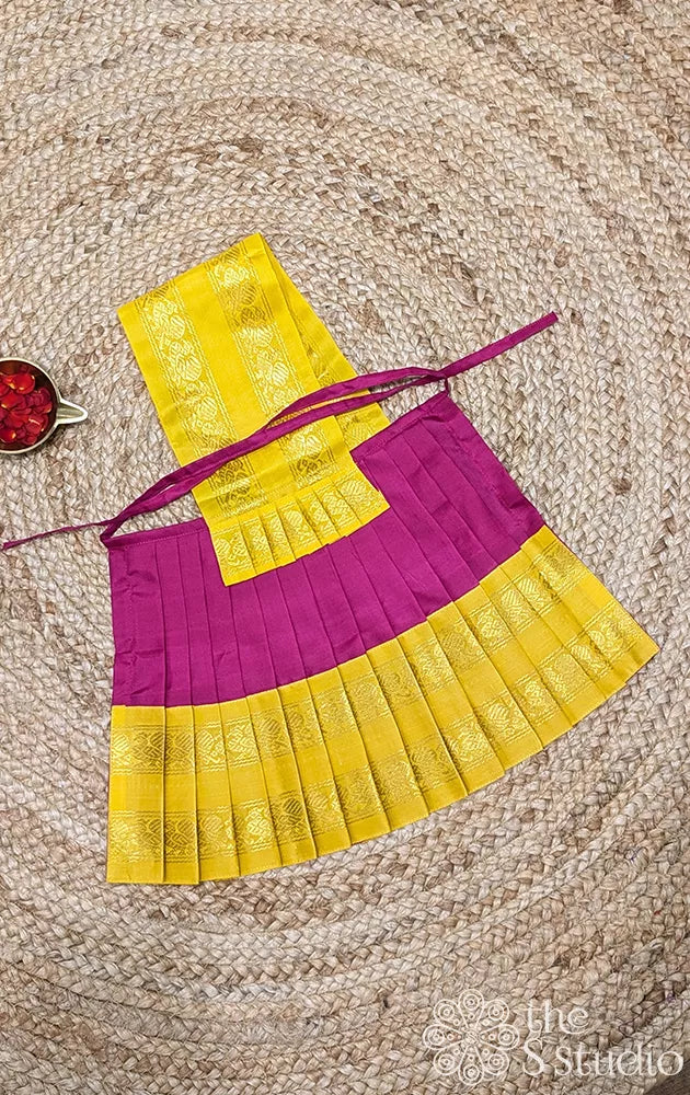 Magenta with yellow rettaipet border 10 Inch goddess vasthram
